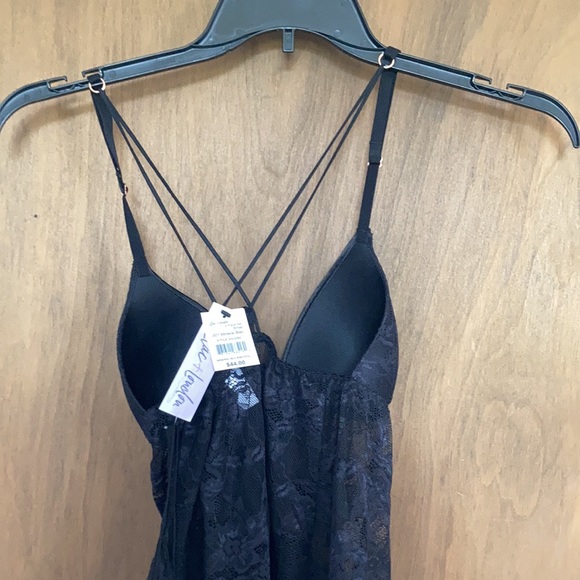 babydoll & panty set lace with padded bust adjustable strap black size S - Picture 14 of 15